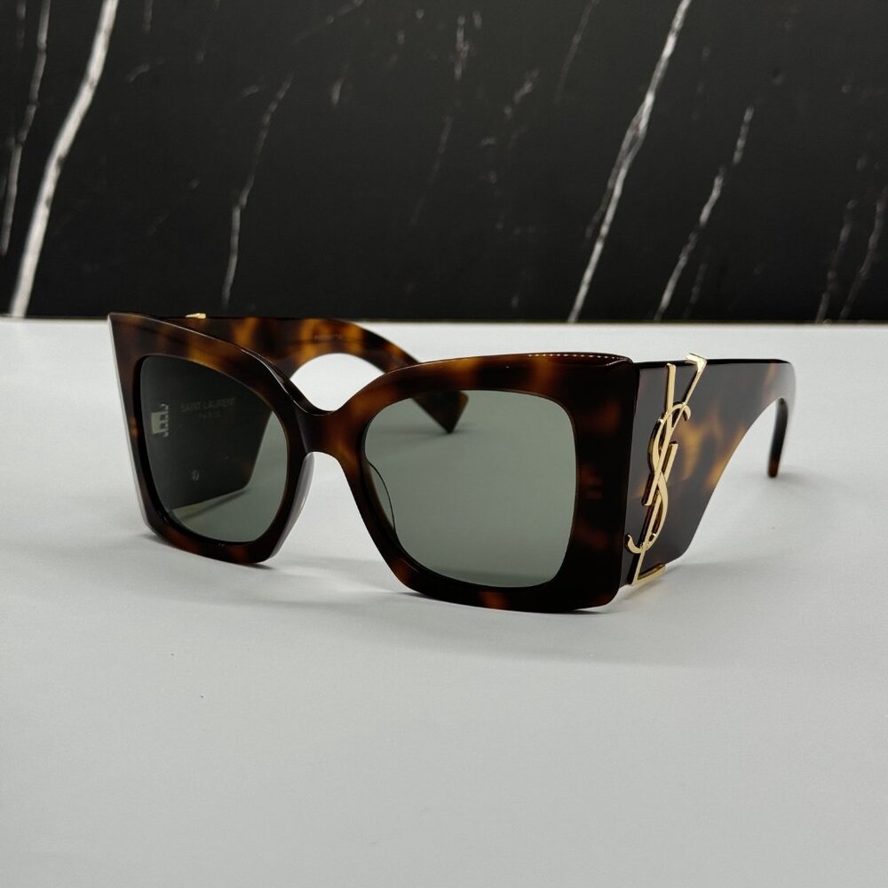 NEW SL M119 BLAZE 002 SAINT LAURENT BLAZE HAVANA OVERSIZED SUNGLASSES SL M119 - Picture 3 of 12